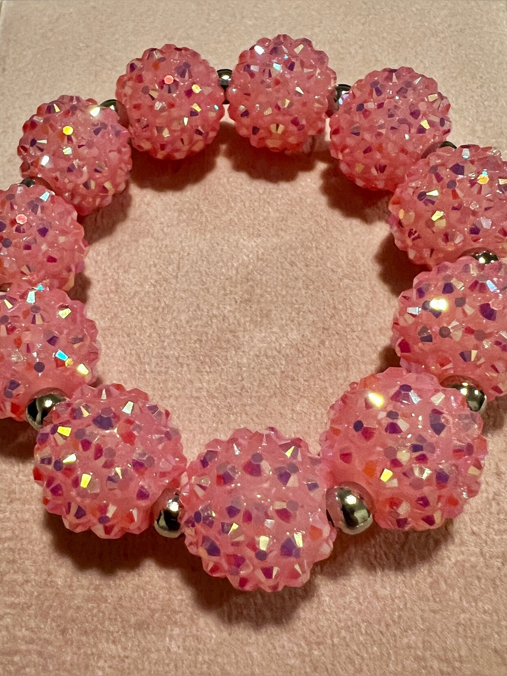 ATG - Alice in Dallas Sparkling Pink AB Beaded Stretch Bracelet